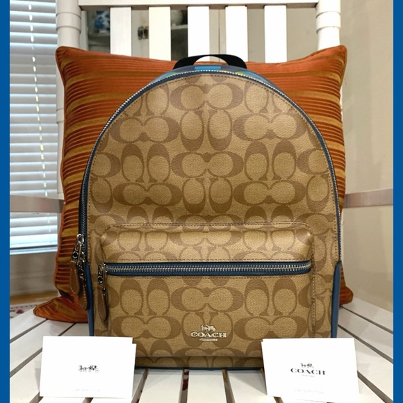 NWT! Authentic COACH rainbow signature canvas backpack - Picture 1 of 5
